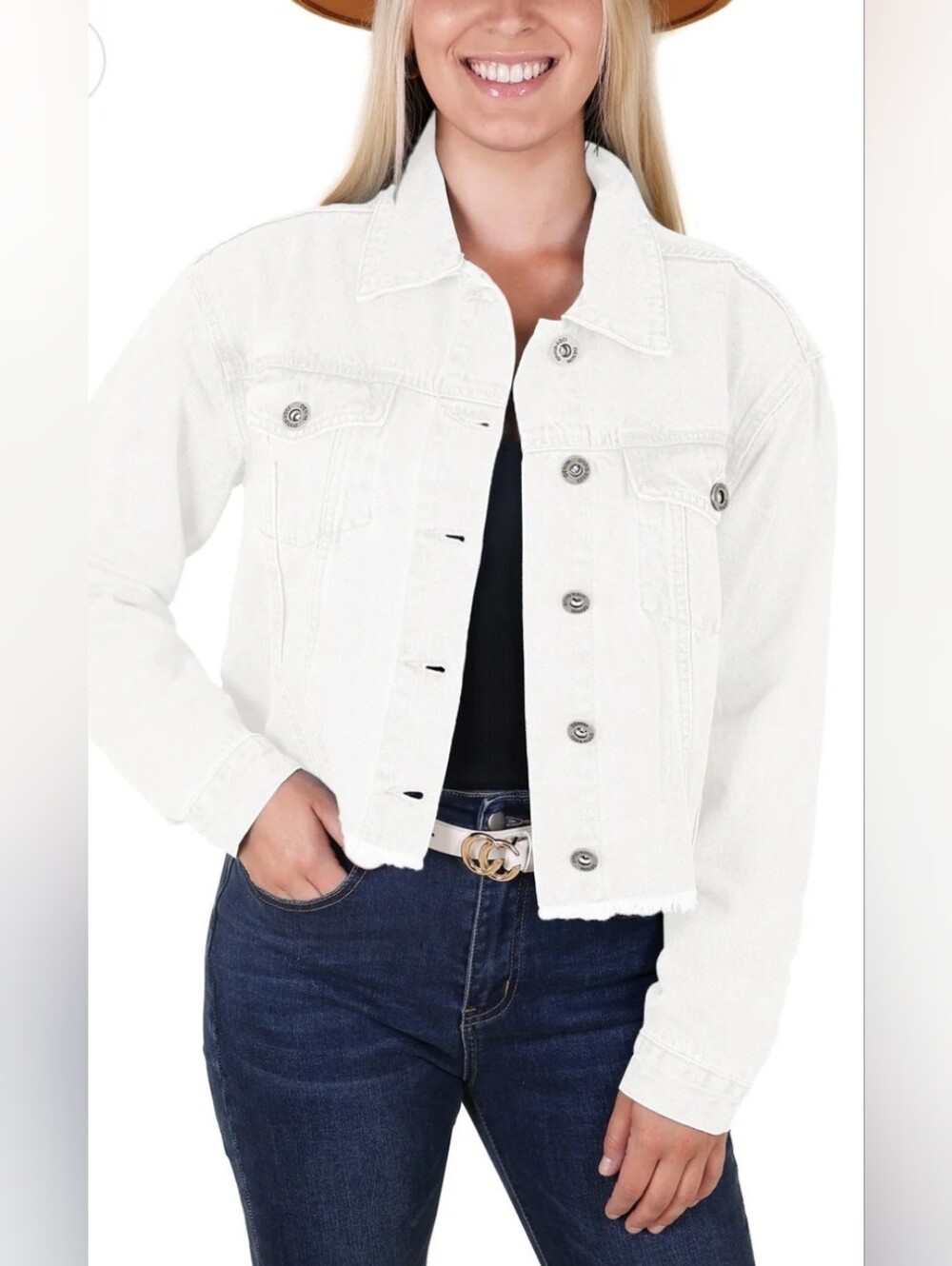 Anna Kaci- White Denim Jacket. Sz Sm. - Picture 11 of 13